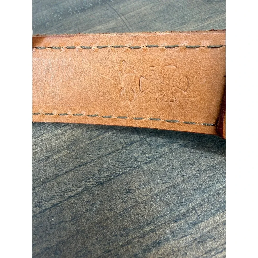 Leather Belt Brown Gunmetal Cross Buckle Casual Western Handmade Style 1.5